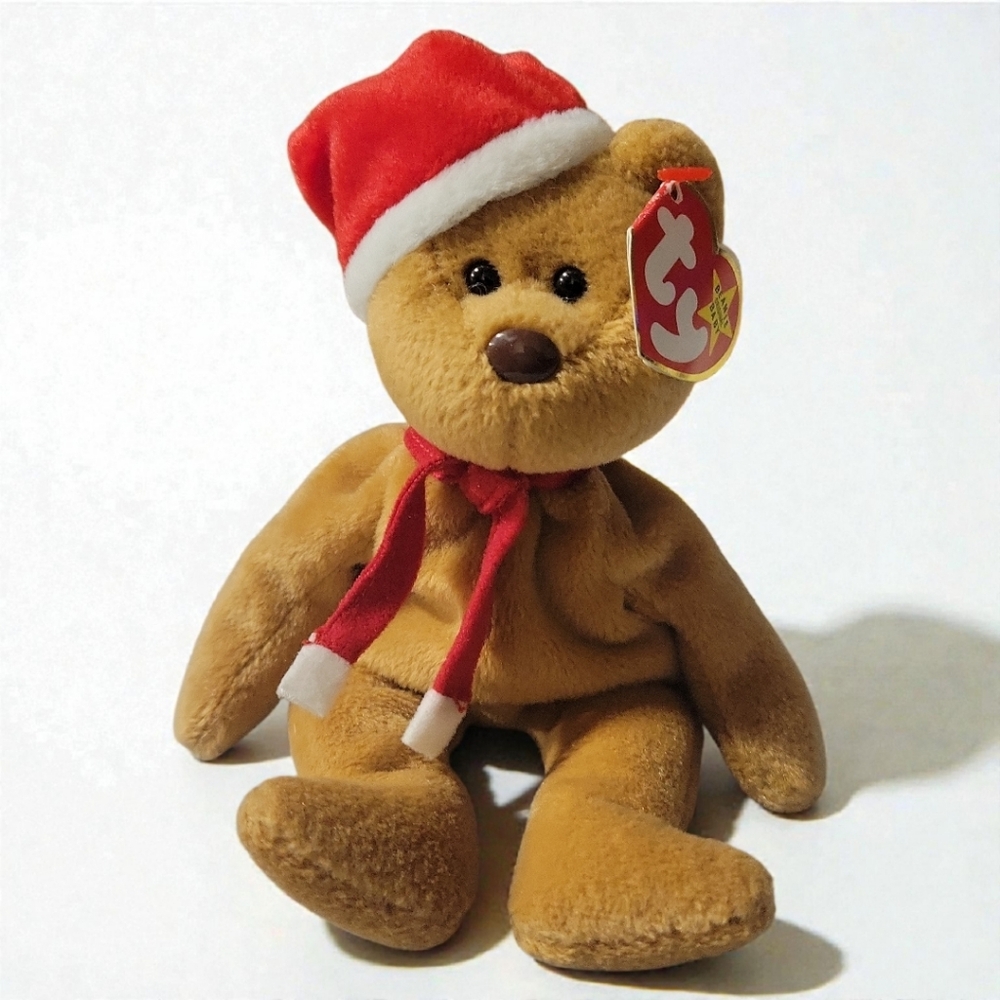 Vtg 1997 Ty Beanie Baby Teddy - Christmas Bear Santa Hat Tags Rare Errors